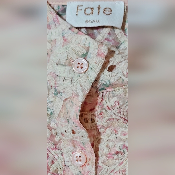 Fate Elegant Pink and Cream Broderie Embroidered Dress Size S - Picture 5 of 9